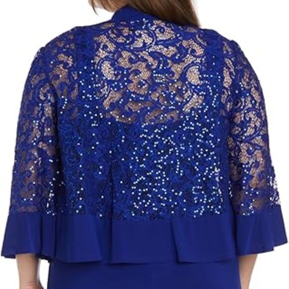 NWT R&M Richards Women's 2 Piece Lace Dress and Shrug Set SZ 14W - Picture 7 of 11